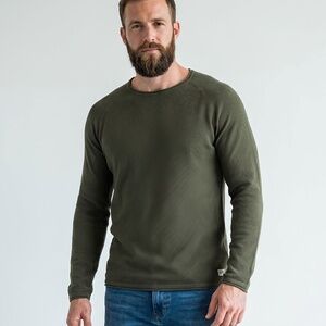Jack & Jones Olive Textured Crew Neck Sweater Men's XL 100% Cotton